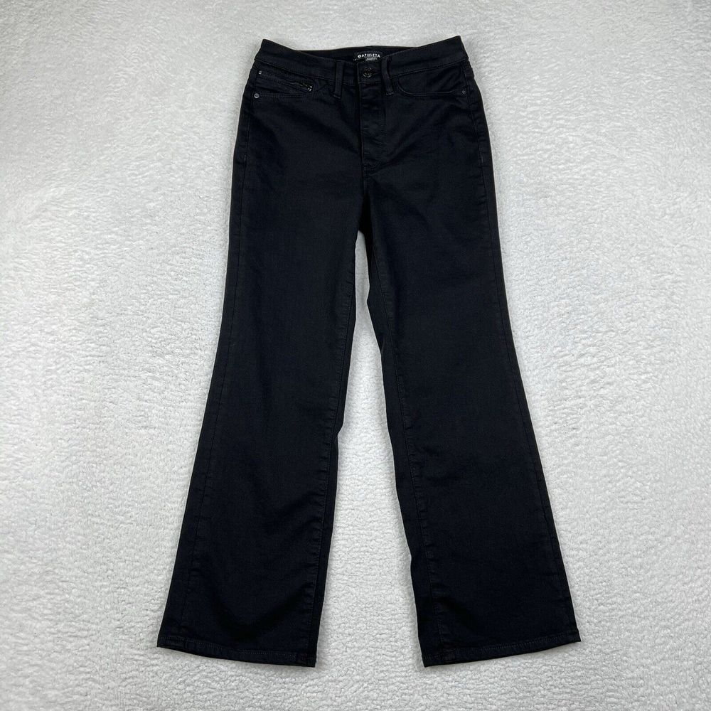 Athleta Jeans Womens 0 Black Sculptek Mid Rise Bootcut‎ Cropped Stretch Denim